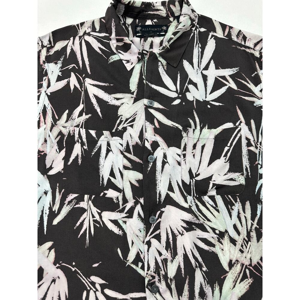 AllSaints Bambusa Bamboo Print EcoVero Relaxed Fit Short Sleeve Button Down L - Picture 5 of 10